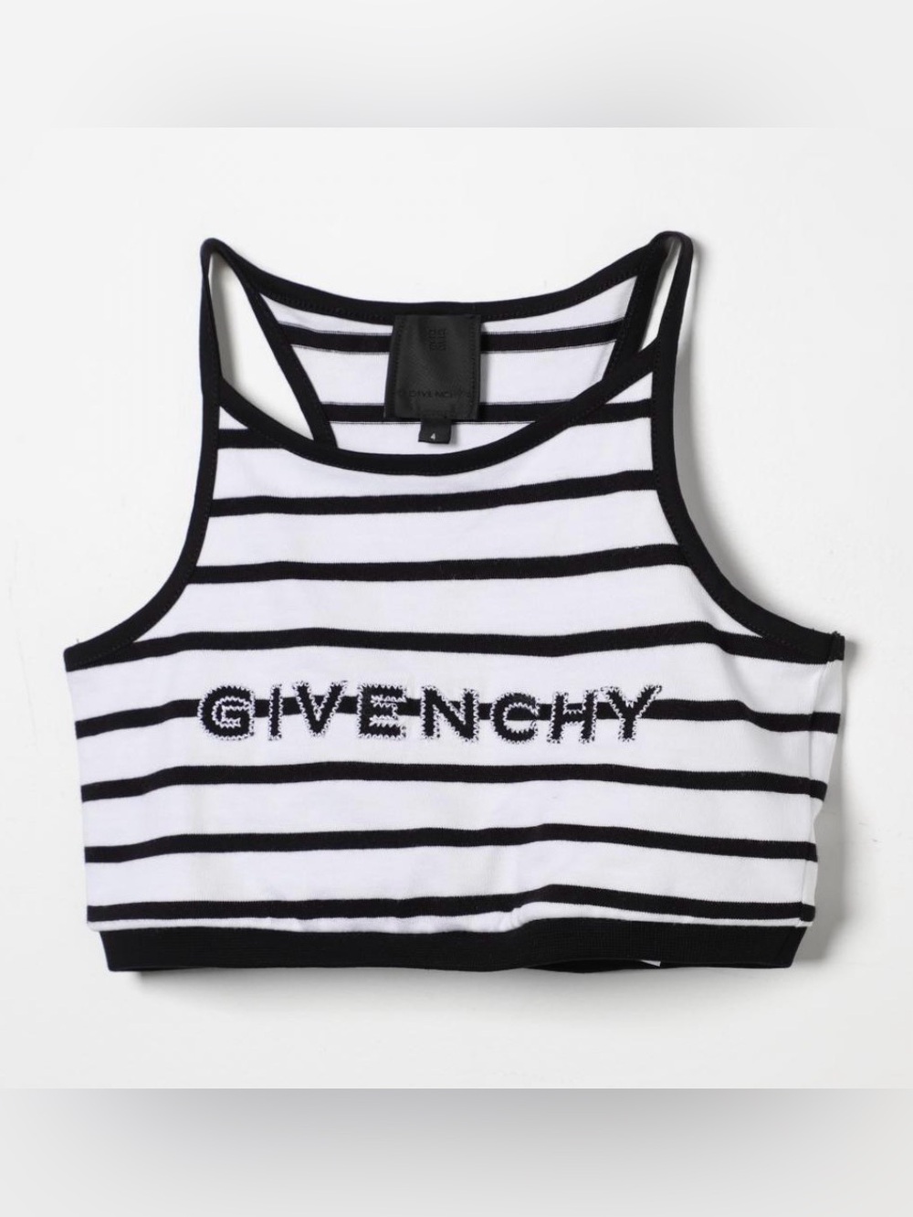 Givenchy kids Black & White Striped Logo Crop Tank size 8